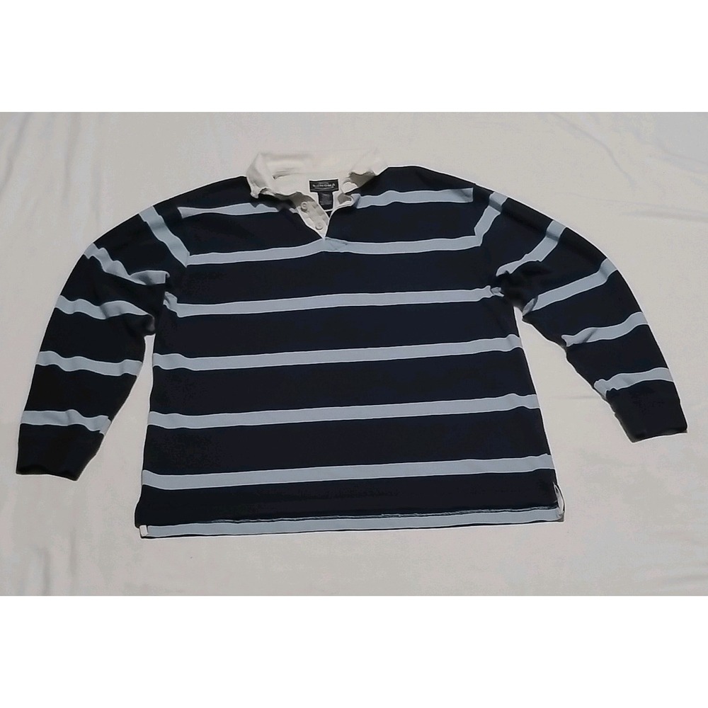 Vintage Sonoma Jean Co Striped Rugby Long Sleeve Polo Shirt Mens L Heavy Cotton